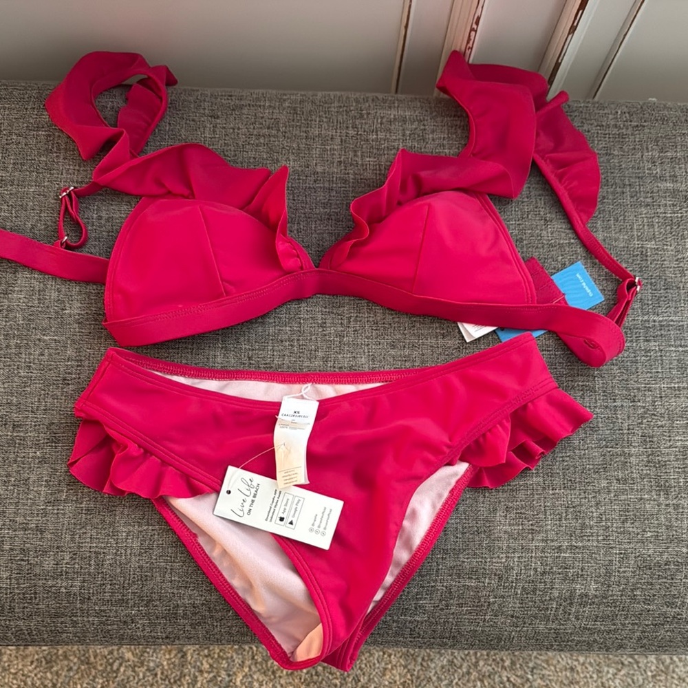 Cupshe Red Ruffle Bikini Set